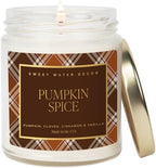 Sweet Water Decor Pumpkin Spice Candle, Autumn Scented Notes of Pumpkin, Cloves, & Buttercream, 40+ Hour Burn Time, Non-Toxic Soy Wax Blend, Poured in the USA, Cotton Wick, 9oz Glass Jar with Gold Lid