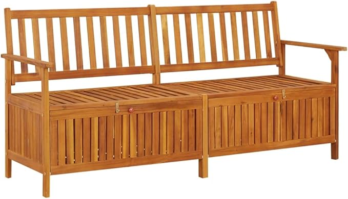 vidaXL Stable Solid Acacia Wood Storage Bench - Weather-Resistant Wooden Patio Furniture with Ample Storage Space & Comfortable Seating