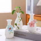 Handmade Ceramic Small vase Creative mini vase Home Decoration Ornament with 3D Floral Design (3D Flowers-3PCS)