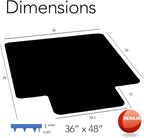 RESILIA Office Desk Chair Mat with Lip - for Low Pile Carpet (with Grippers) Black, 36 Inches x 48 Inches, Made in The USA