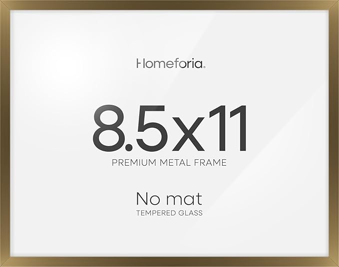 Homeforia 8.5x11 Diploma Frame Bronze, High End Metal 8.5 x 11 Certificate Frames, 11x8.5 Document Frame for Wall or Tabletop, 8.5by11 Letter Size Graduation Frames, Tempered Glass, Wall Kit, Set of 1