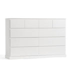 LINSY HOME 10 Drawer Dresser for Bedroom, 53" Wide Chest of Deep Drawers, Modern Farmhouse Wood Dressers with Storage, Large Drawer Organizer for Bedroom, Living Room, Handless Design, White