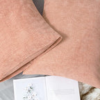 CaliTime Throw Pillow Covers Decorative 20 X 26 Inches Pack of 2 Cozy Chenille Standard Pillow Shams Cases for Couch Sofa Bed Living Room Home Dusty Pink