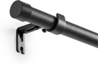 Matte Black Curtain Rod 16-94.4 Inch Single Wide Window Coverage Metal Construction Living Room Bedroom Large Bay Windows Vintage Style Complete Mounting System Hardware