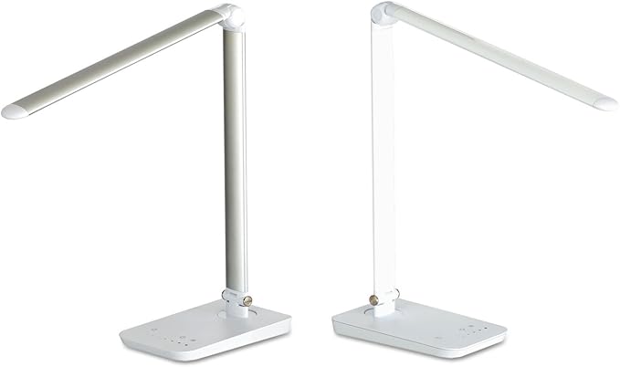 Safco 1001WH Vamp LED Modern ABS Desk Lamp with USB Port and Dimmer Switch, White
