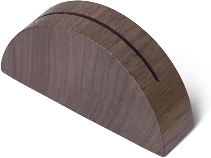 UNIQOOO 10 Set 2" Arch Walnut Wood Stand with Cards |1.2mm Slot, for Name Cards, Place Card Holder, Photo Display Stand | for Event Decor, Retail Shop, Cafe Restaurant Menu, Business Card, Name Tag