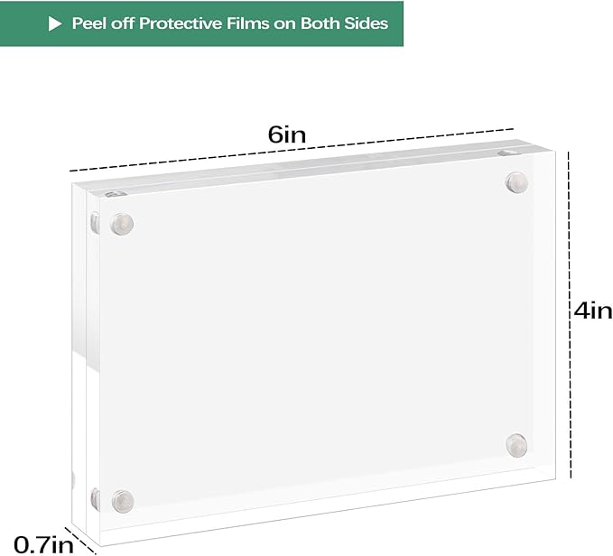 Golden State Art 4x6 Acrylic Picture Frames 5 Pack, Frameless Clear Photo Frame, Double Sided Freestanding, Tabletop Display for Home Office Desk
