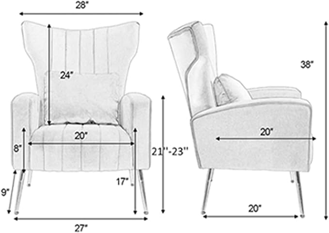 X-VOLSPORT Velvet Accent Chairs Set of 2, Mid Century Modern High Back Living Room Chair with Waist Pillow, Upholstered Arm Chair with Metal Gold Legs for Bedroom, Club, Yellow