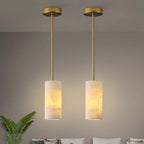 Alabaster Pendant Light Kitchen Island, H-9.5in Brass Pendant Light Fixtures with Natural Marble Shade, Adjustable Ceiling Pendant for Dining Room, Living Room, Bedroom & Bathroom