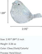 Crystal Glass Bird Figurines Robin Bird Decoration Paperweight Hand Blown Glass Art Animal Collectible Figurines Gift for Women (Dazzle Clear)