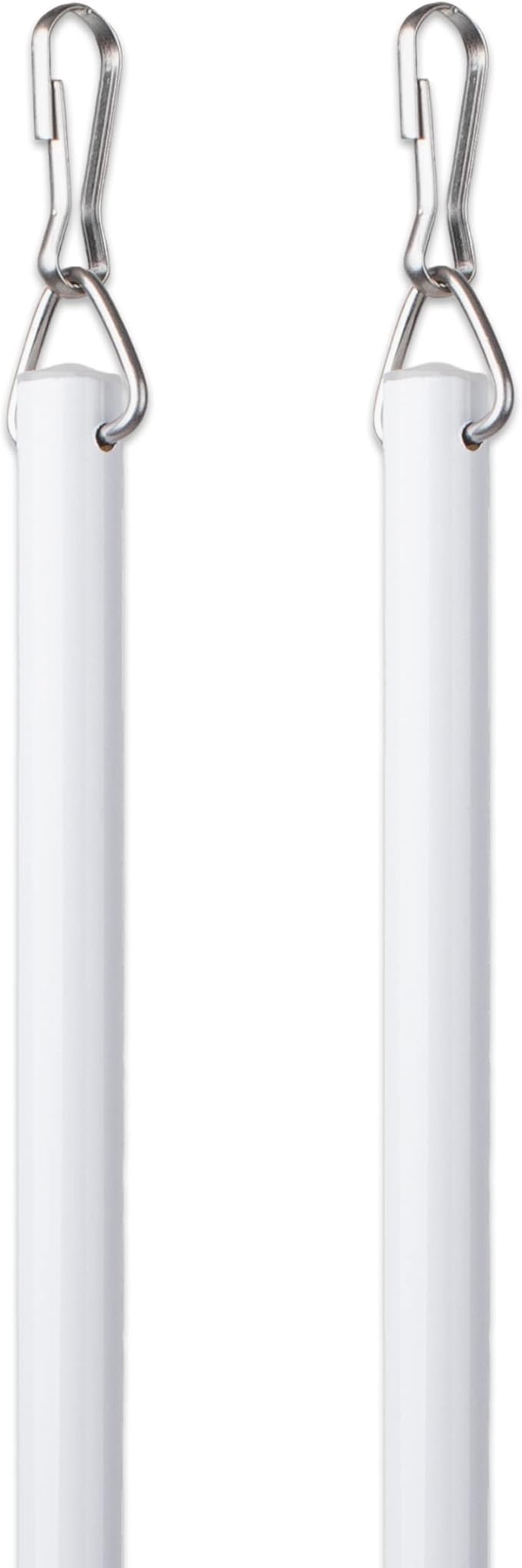 Curtain Wand - Aluminum Curtain and Drapery Pull Rod with Stainless Steel Hardware for Curtains, Draperies, and Room Divider Curtains - 36 Inches, White - Pack of 2