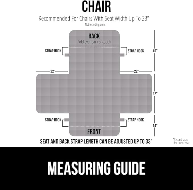 GORILLA GRIP Patented Waterproof Slip-Resistant 23" Chair Protector Cover, for Leather or Fabric Couch Cushion, Large Microsuede Furniture Covers Dogs Pets Machine Washable Slipcover, Gray