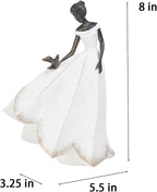 Guichifun Fairy Statue Collection Home Decoration - White Leaf Angel Girls Resin Living Room Bookshelf Decor Garden Outdoor Bathroom Decorations Figurines Gift 5.5 x 3.25 x 8 Inch