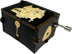 Youtang Music Box Engraved Wooden Gifts Mini Musical Box Play Dreaming for Birthday/Anniversary/Valentine's Day/Christmas (Hand Crank, Black)