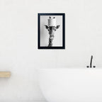 Funny Animal Bathroom Wall Art Giraffe with a Toilet Paper Roll on Head Painting Black and White Bathroom Pictures Wall Decor Framed Humor Canvas Print Artwork