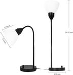 Desk Lamps, Table Lamps for Bedrooms with 2 USB Port, Stepless Dimmable Bedside Lamps, Adjustable Gooseneck Lamp for Living Room, Small Lamps for Office Reading, Nightstand Lamps with 5W LED Bulb