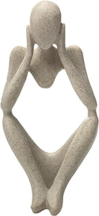 Sandstone Resin Thinker Style Abstract Sculpture Statue Collectible Figurines Home Office Bookshelf Desktop Decor(Sandstone - think Deeply)