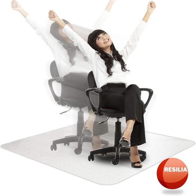 Resilia Office Desk Chair Mat - for Low Pile Carpet (with Grippers) Clear, 48 Inches x 48 Inches, Made in The USA