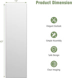 GOFLAME Frameless Wall Mirror, Full Length Rectangle Mirror with Beveled Edge, Wall Mounted Dressing Mirror for Living Room, Bedroom, Vanity Room, Silver