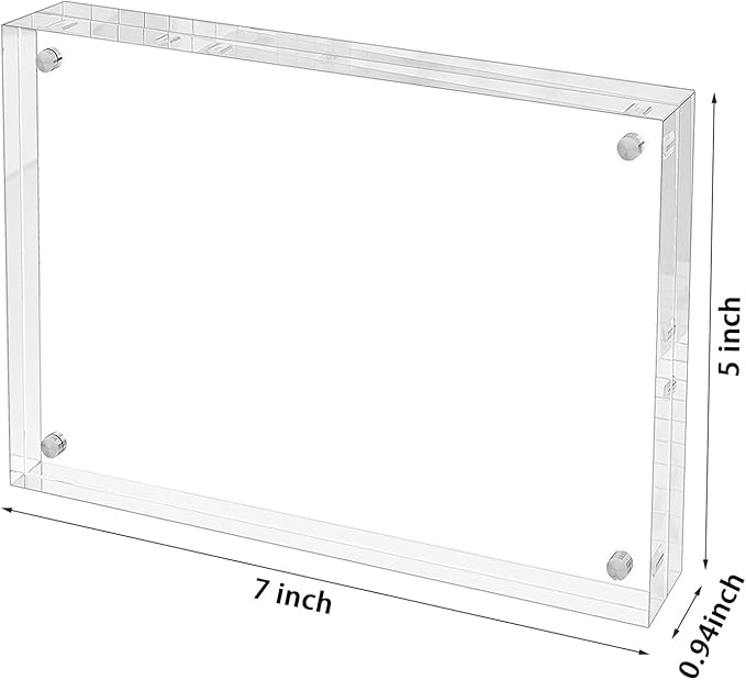 Acrylic Picture Frame, 2pack 5x7 Inch Clear Photo Double-Sided Frames, Magnetic 12+12MM Thickness Picture Frame Clear Photo Frame Stand, Double-Sided Acrylic Frame Stand