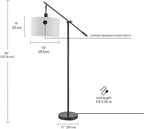 GLOBE Electric 67525 Avellino 66" Floor Lamp, Matte Black, White Linen Shade, Stepless Rotary Dimmer Switch on Socket