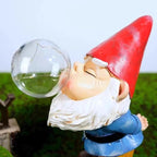 Garden Gnomes Outdoor with LED Solar Light - 11’’Spring Gnomes Decorations for Home/Yard/Patio with Lantern - Solar Garden Statues (Bubble Gnome)