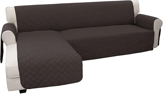 Easy-Going L Shape Sofa Slipcover Sectional Couch Cover - Reversible & Pet-Friendly (X-Large, Chocolate/Chocolate)