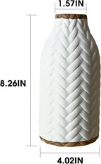 Modern Ceramic Vase for Living Room Bedroom 8.26'' Antique White Minimalist Farmhouse Rustic Unique Creative Fresh Flower Vase for Home Decor Office Centerpieces Fireplace Gift for Fake Plant