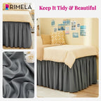 RIMELA Dorm Bed Skirt Twin XL 22 Inch Drop, Extra Long Wrap Around Elastic Bed Skirts Easy to Put On Twin Size Dust Ruffle, Grey Bedskirt for Adjustable Bed Base Solid Silky Fabric Machine Washable