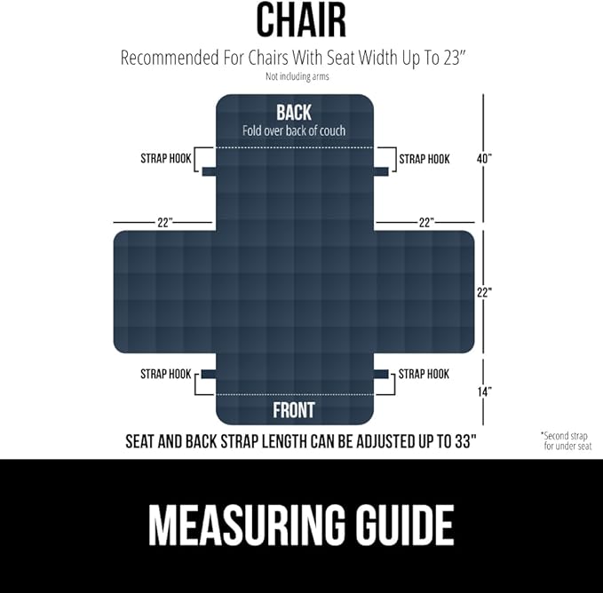 GORILLA GRIP Patented Waterproof Slip-Resistant 23" Chair Protector Cover, for Leather or Fabric Couch Cushion, Large Microsuede Furniture Covers Dogs Pets Machine Washable Slipcover, Navy