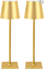 2 Pack Cordless Table Lamps, 3 Colors Stepless Dimming, 5000mAh Rechargeable Battery LED Desk Lamp for Bedroom/Couple Dinner/Desk/Cafe/Dining Room/Terrace