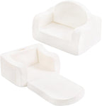 Welnow 2-in-1 Kids Sofa Chair, Convertible Toddler Chair Flip Out Children Sofa Chair with Wave Armrests Folding Kids Play Sofa with Side Pockets & Removable Cover Armchair for Girl or Boy