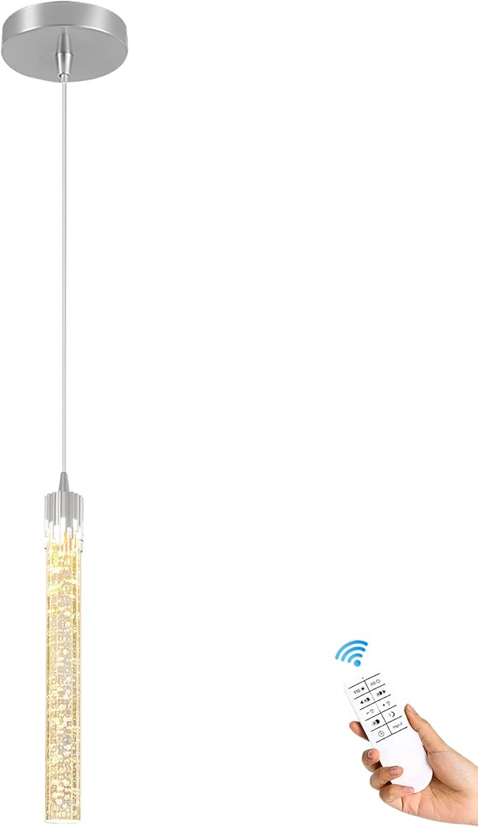 Mini 1 Light Chrome Crystal Pendant Lights,Modern Led Kitchen Island Hanging Light Fixture,Adjustable Pendant Lighting for Kitchen Island,Dimmable 2700k-6000k