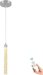 Mini 1 Light Chrome Crystal Pendant Lights,Modern Led Kitchen Island Hanging Light Fixture,Adjustable Pendant Lighting for Kitchen Island,Dimmable 2700k-6000k