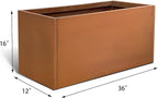 Corten Steel Corner Metal Planter Box Garden Steel Planter Pot for Patio Modern Farmhouse Rustic Design (L36 x W12 x D16, Rusted)