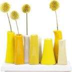 Chive - Pooley 2, Ceramic Flower Vase, 8-Tube Shape (Yellow)