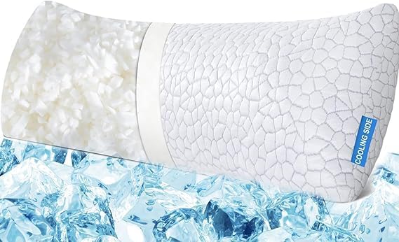 QUTOOL Luxury Cooling Body Pillows for Adults, Adjustable Loft Shredded Memory Foam Full Body Pillow, Long Pillow for Bed with Removable Double-Sided Soft & Cool Cover, White (18"x51")