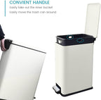 Bathroom Trash Can with Lid, 16.7L/ 4.4 Gallon Trash Can with Removable Inner Bucket, Soft Close lid, Stainless Steel Step Pedal Garbage Can for Bathroom, Kitchen, Home Office, White