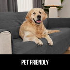 GORILLA GRIP Patented Waterproof Slip-Resistant Oversized 78” Sofa Protector Cover, for Leather or Fabric Couch Cushion, Large Microsuede Furniture Covers Pets, Machine Washable Slipcover, Charcoal