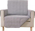 GORILLA GRIP Patented Waterproof Slip-Resistant 23" Chair Protector Cover, for Leather or Fabric Couch Cushion, Large Microsuede Furniture Covers Dogs Pets Machine Washable Slipcover, Gray