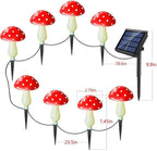 8-Pack Red Solar Mushroom Lamp, 8 Modes, Outdoor Waterproof, for Garden Decor, Christmas, Halloween, Yard, Lawn