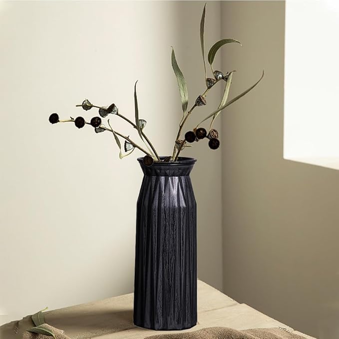 Black Antique Vase, 12 Inches Elegant Vintage Glass Vase Rustic European Unique Chic Style for Tabletop, Kitchen, Office, Living Room Decoration