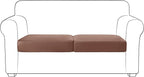 Yates Home PU Leather Couch Sofa Cushion Slipcover Water-Proof Elastic Chair RV Seat Covers Loveseat Slip Cover for Seater Replacement in Living Room（2 Piece Large Sofa Cushion Covers,Light Brown