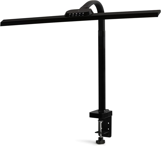 Bright Office Desk Lamp with Clamp, Dimmable LED Workbench Light with Touch Control, Adjustable Arm, Smart Architect Lamp for Desk, Tall Clamp Light for Office, Computer Monitors, Black