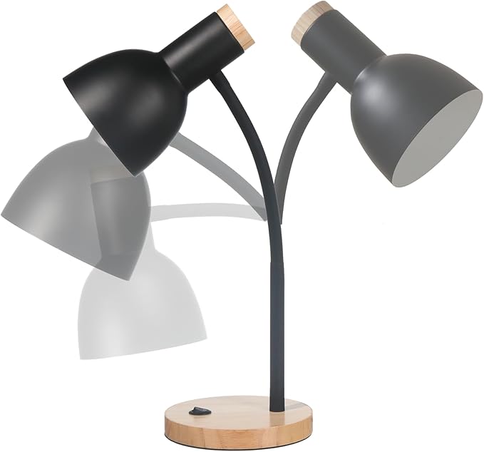 Table Lamp,Wooden Adjustable Desk Lamp,Dorm Lamp&Bedside Lamp for Living Room, Bedroom, Kids Room (Black)