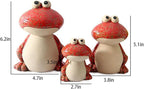 Frog Garden Decor Set of 3,Funny Cute Ceramic Frog Garden Statues Yard Decoration Outdoor Holiday Decorations,Ideal Ornament for Outside Pond Pool Patio Front Porch Backyard (Red)
