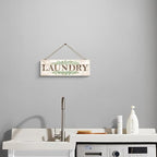 Laundry Sign Wall Decor, Kitchen Wall Art with Plant Print, Rustic Farmhouse Wall Hanging Plaque Home Kitchen Decorative (Laundry), 4.7 x 13.7 inches
