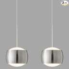 Modern LED Dimmable Pendant Light fixtures,Mini Island Pendant Lighting for Kitchen Island Dinning Room,Bedroom,Bar, Kitchen Island Ceiling Hanging Light Fixtures(Chrome-2-Pack)