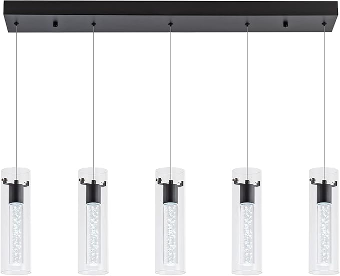 Black Pendant Light, 5-Light Pendant Lighting for Kitchen Island, Pendant Lights Kitchen Island for Dining Room, Living Room, Corridor, Cafe bar, Club, Restaurant