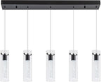 Black Pendant Light, 5-Light Pendant Lighting for Kitchen Island, Pendant Lights Kitchen Island for Dining Room, Living Room, Corridor, Cafe bar, Club, Restaurant